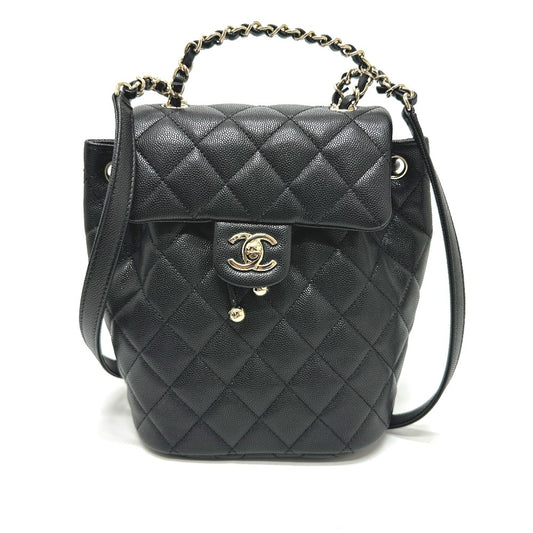 CHANEL AS4058 バックパック マトラッセ キルティング ココマーク CC ロゴ チェーン カバン リュックサック キャビアスキン レディース G金具 ブラック