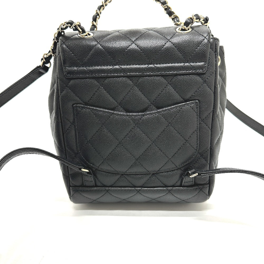 CHANEL AS4058 バックパック マトラッセ キルティング ココマーク CC ロゴ チェーン カバン リュックサック キャビアスキン レディース G金具 ブラック