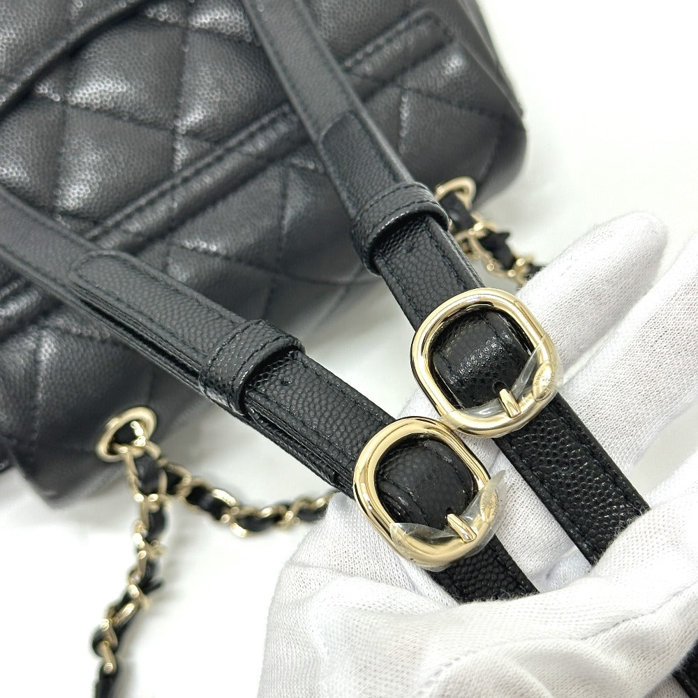 CHANEL AS4058 バックパック マトラッセ キルティング ココマーク CC ロゴ チェーン カバン リュックサック キャビアスキン レディース G金具 ブラック