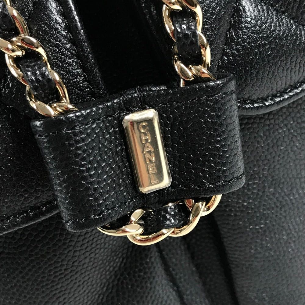 CHANEL AS3290 ココマーク CC ロゴ キルティング マトラッセ キルティング チェーンリュック Wポケット バックパック カバン リュックサック キャビアスキン レディース ブラック