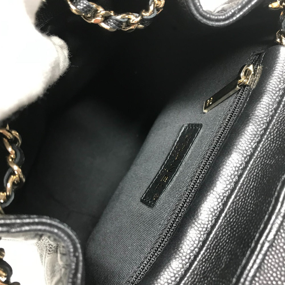 CHANEL AS3290 ココマーク CC ロゴ キルティング マトラッセ キルティング チェーンリュック Wポケット バックパック カバン リュックサック キャビアスキン レディース ブラック