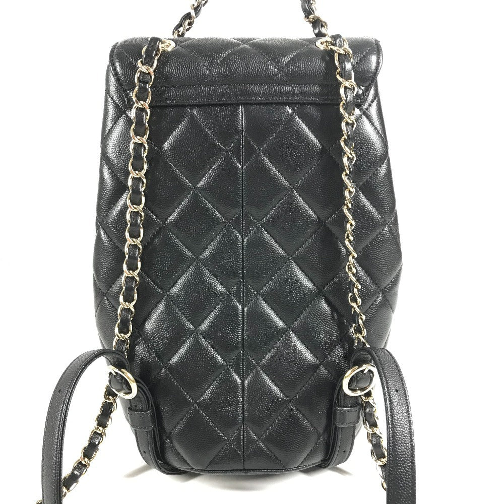 CHANEL AS3290 ココマーク CC ロゴ キルティング マトラッセ キルティング チェーンリュック Wポケット バックパック カバン リュックサック キャビアスキン レディース ブラック