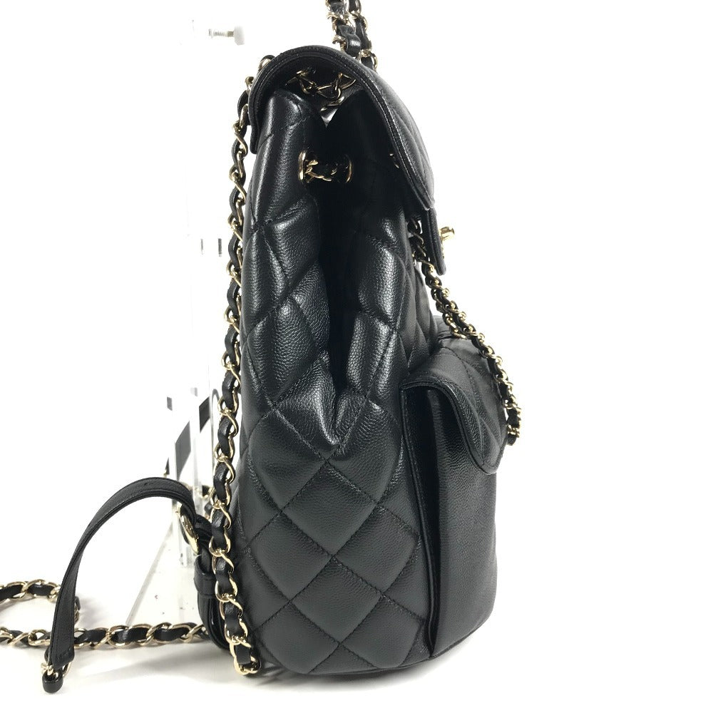 CHANEL AS3290 ココマーク CC ロゴ キルティング マトラッセ キルティング チェーンリュック Wポケット バックパック カバン リュックサック キャビアスキン レディース ブラック
