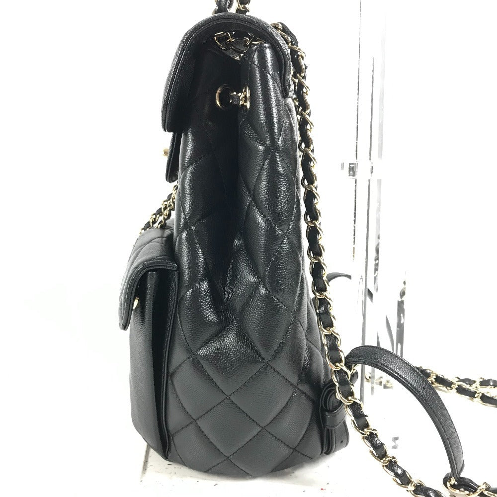 CHANEL AS3290 ココマーク CC ロゴ キルティング マトラッセ キルティング チェーンリュック Wポケット バックパック カバン リュックサック キャビアスキン レディース ブラック