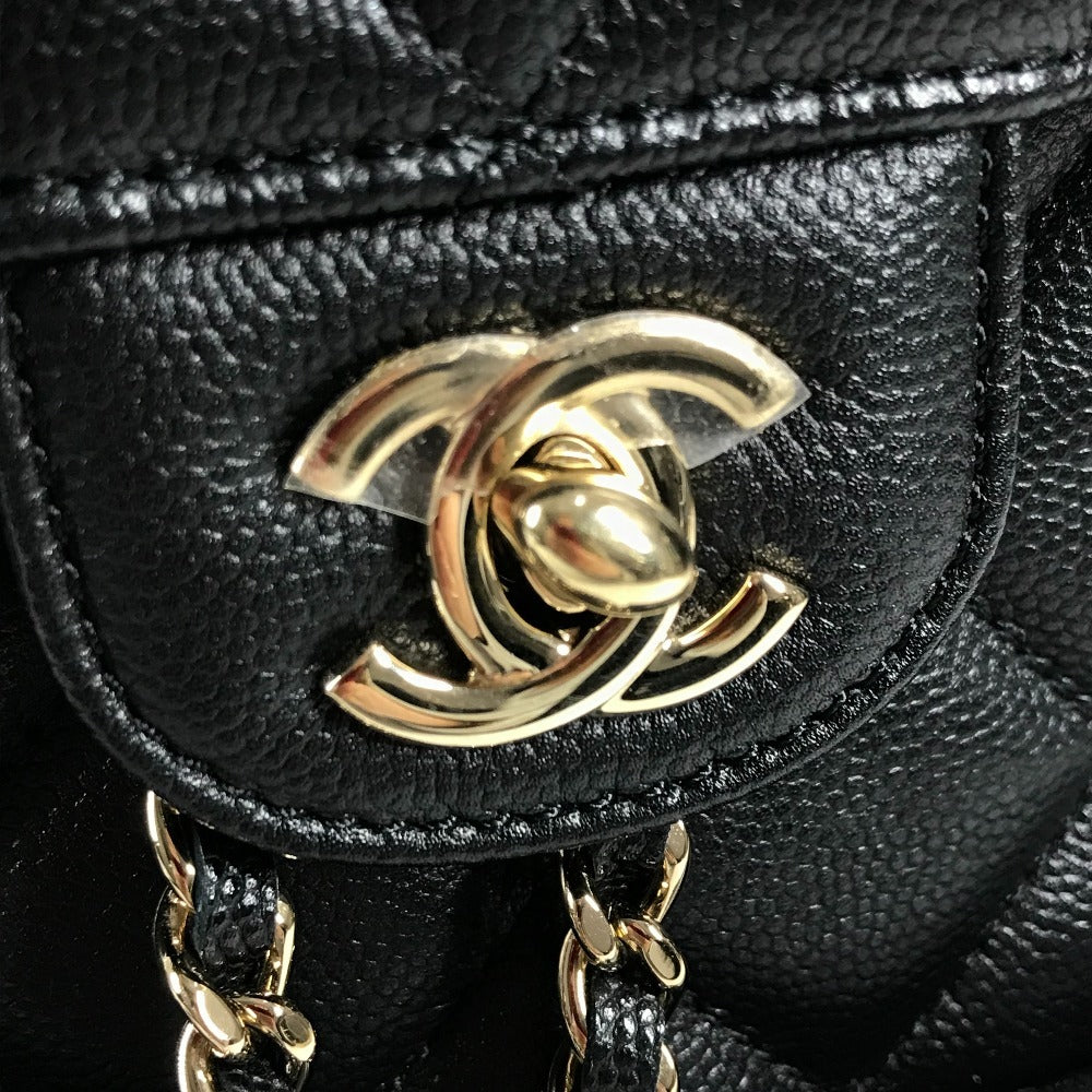 CHANEL AS3290 ココマーク CC ロゴ キルティング マトラッセ キルティング チェーンリュック Wポケット バックパック カバン リュックサック キャビアスキン レディース ブラック