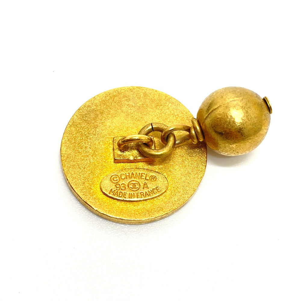 CHANEL CC Coco Mark 93A Vintage Fashion Accessory Metal Cufflinks Women's Gold