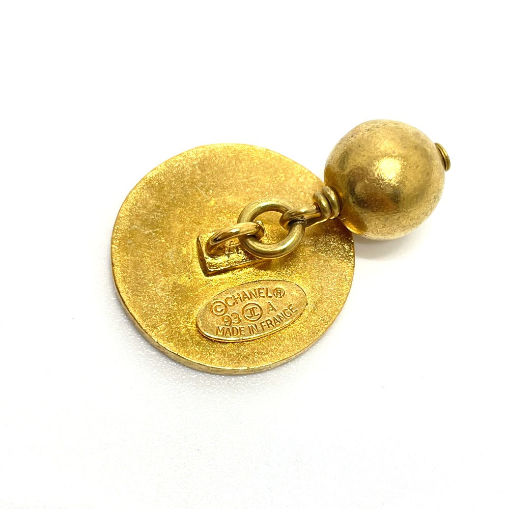 CHANEL CC Coco Mark 93A Vintage Fashion Accessory Metal Cufflinks Women's Gold