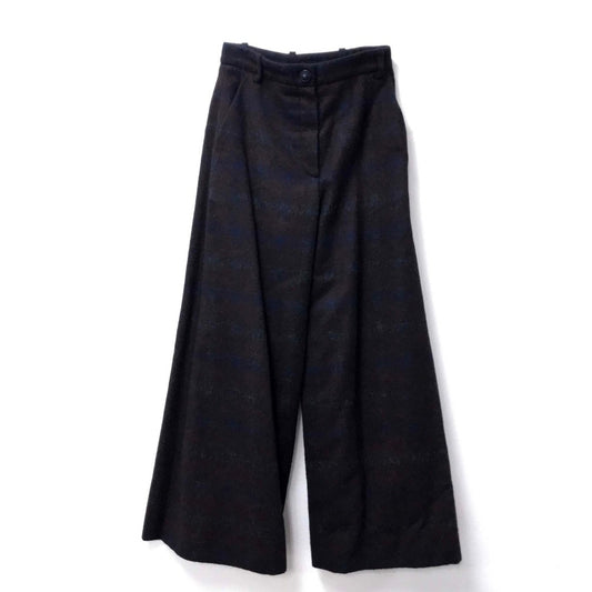 CHANEL Flannel Wide-leg Pants, Size 15B, Women's, Bordeaux