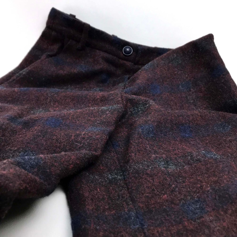 CHANEL Flannel Wide-leg Pants, Size 15B, Women's, Bordeaux
