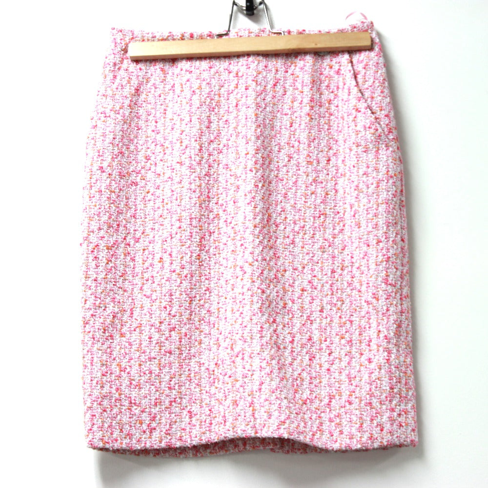 CHANEL Apparel Knee-Length Tweed Skirt, Size 16, Women's, Pink