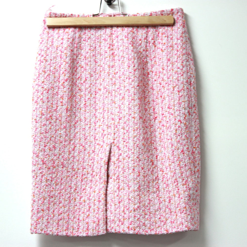 CHANEL Apparel Knee-Length Tweed Skirt, Size 16, Women's, Pink
