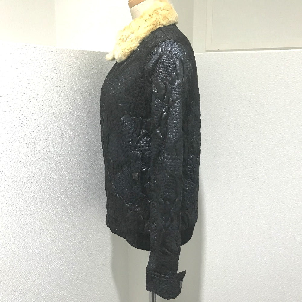 CHANEL 08A Fur Jacket/Blouson, Polyester, Women's, Black/Metallic Black