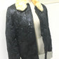 CHANEL 08A Fur Jacket/Blouson, Polyester, Women's, Black/Metallic Black