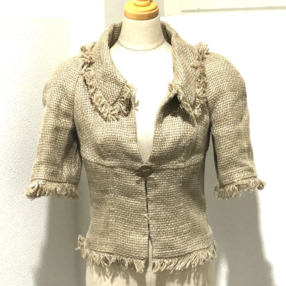 CHANEL CC Horse Button 18C Outerwear Linen Women's Natural