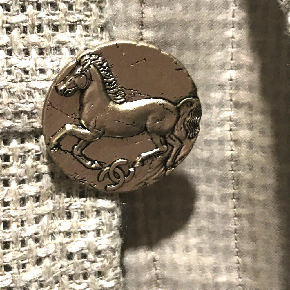 CHANEL CC Horse Button 18C Outerwear Linen Women's Natural