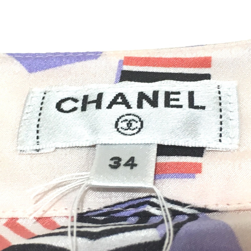 CHANEL P61308 CC Coco Mark 19S Parasol Motif Apparel Tops Blouse Long Sleeve Silk Women's Soft Pink x Multicolor