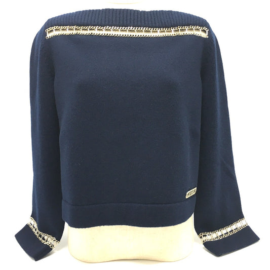 Chanel P62947 Rantai Boat Neck 20CR Cashmere Design Knit Tops Sweater Cashmere Ladies