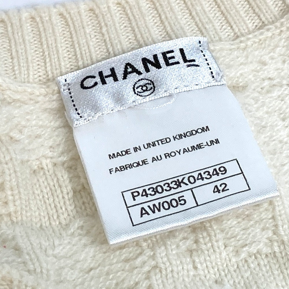 CHANEL P43033 ビーズ フラワースタッズ ベスト/Vネック セーター カシミヤ レディース