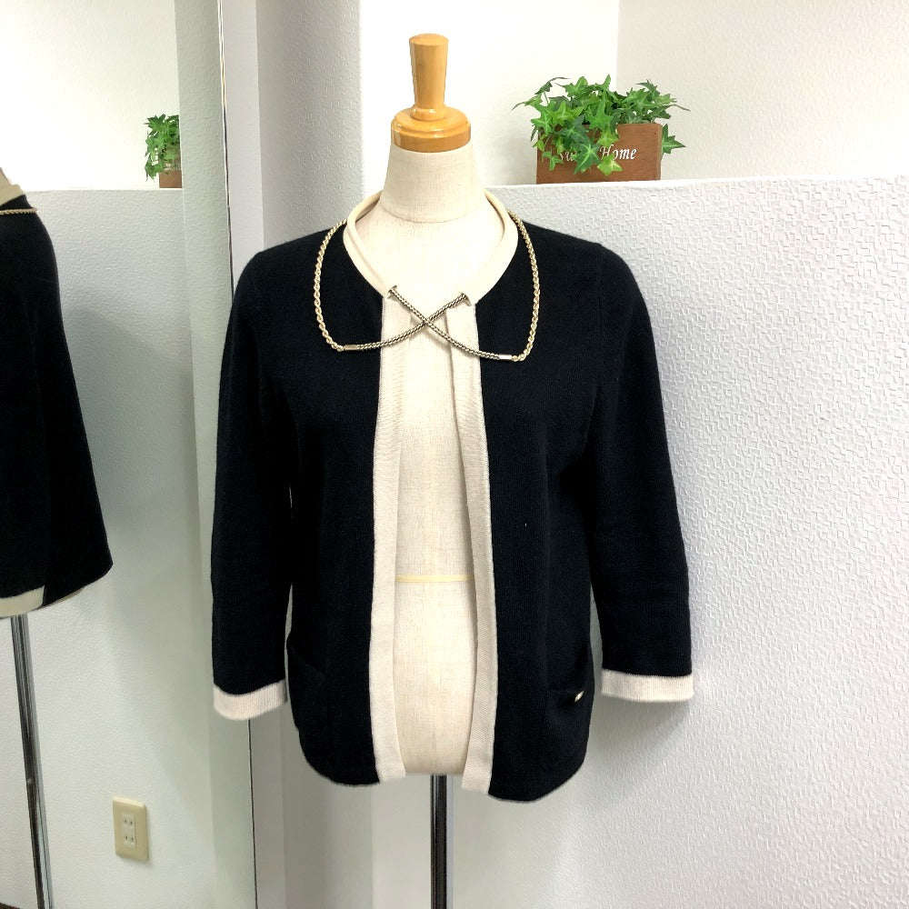 CHANEL P40668 バイカラー チェーン ココボタン ニットセーター アパレル トップス 長袖 カーディガン ニット レディース ブラック - brandshop-reference