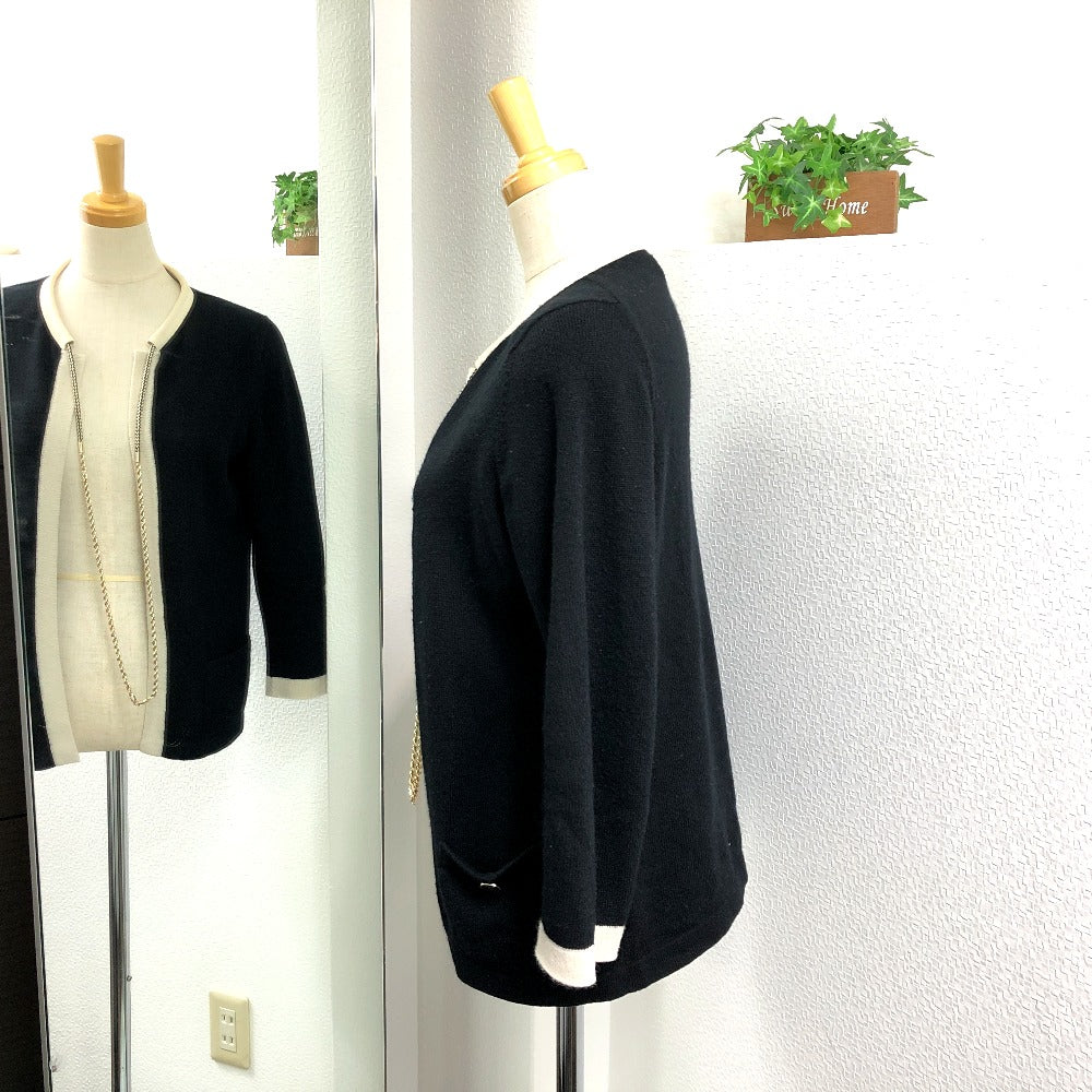 CHANEL P40668 バイカラー チェーン ココボタン ニットセーター アパレル トップス 長袖 カーディガン ニット レディース ブラック - brandshop-reference