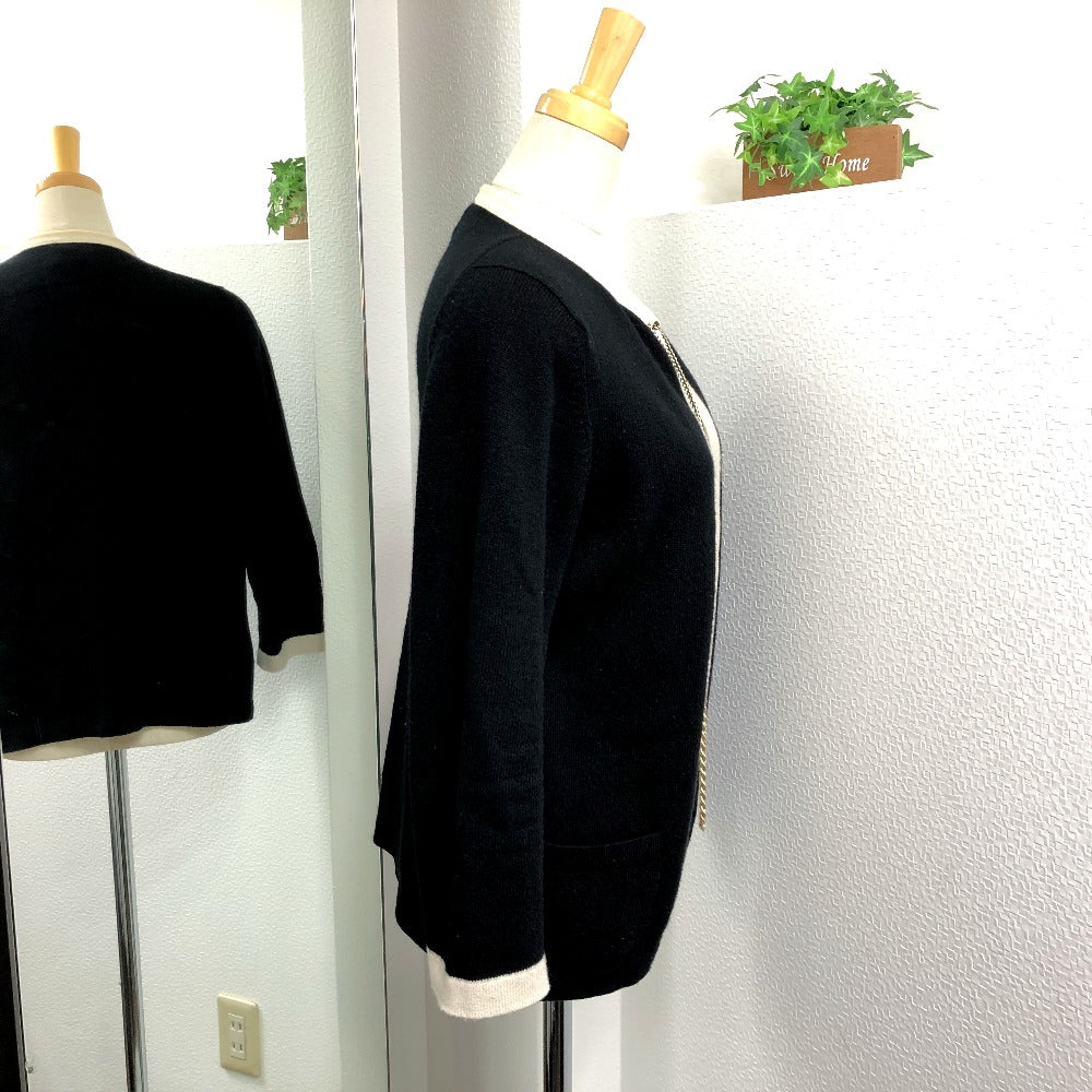 CHANEL P40668 バイカラー チェーン ココボタン ニットセーター アパレル トップス 長袖 カーディガン ニット レディース ブラック - brandshop-reference