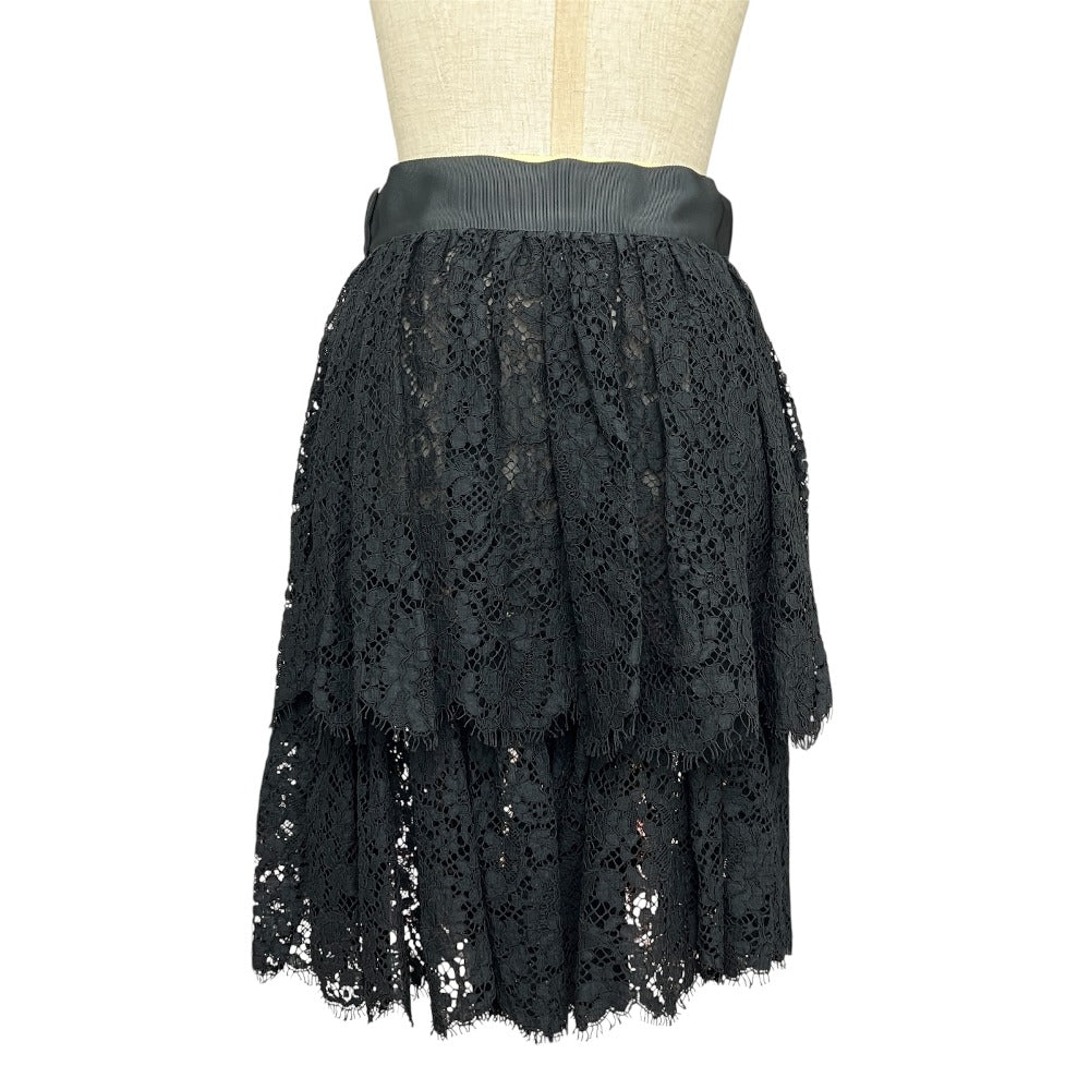 CHANEL P45546 13P All-Lace Shorts with CC Coco Mark, Rayon, Women's, Black