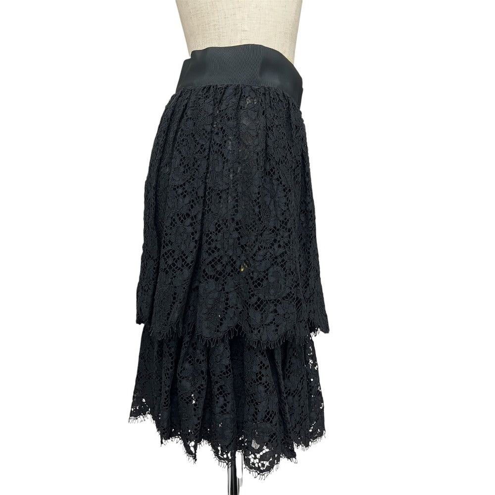 CHANEL P45546 13P All-Lace Shorts with CC Coco Mark, Rayon, Women's, Black