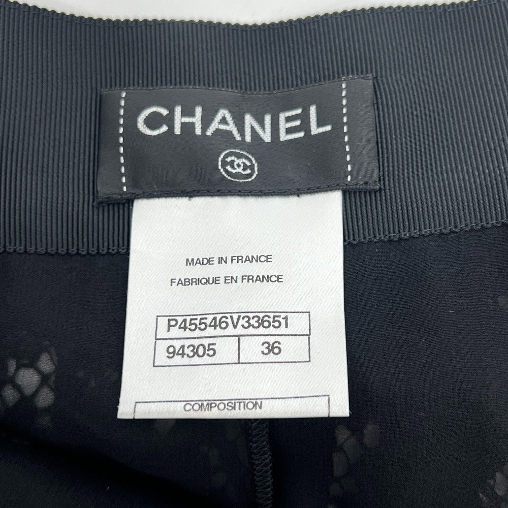 CHANEL P45546 13P All-Lace Shorts with CC Coco Mark, Rayon, Women's, Black