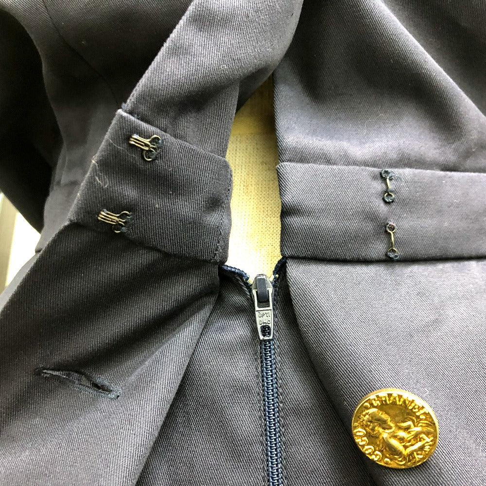 CHANEL ヴィンテージ ココシャネルボタン ベルト付き シャツ スカート アパレル ワンピース コットン レディース ネイビー - brandshop-reference