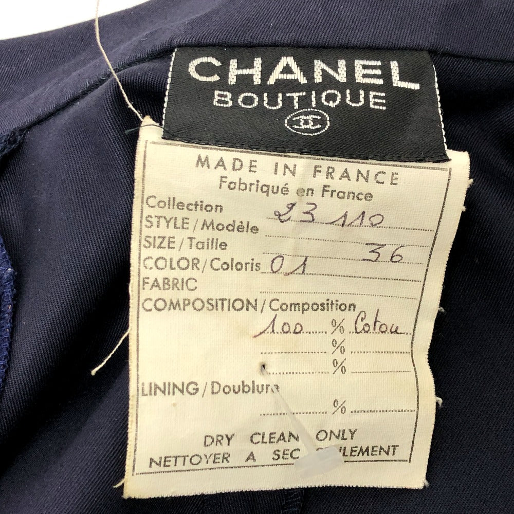 CHANEL ヴィンテージ ココシャネルボタン ベルト付き シャツ スカート アパレル ワンピース コットン レディース ネイビー - brandshop-reference