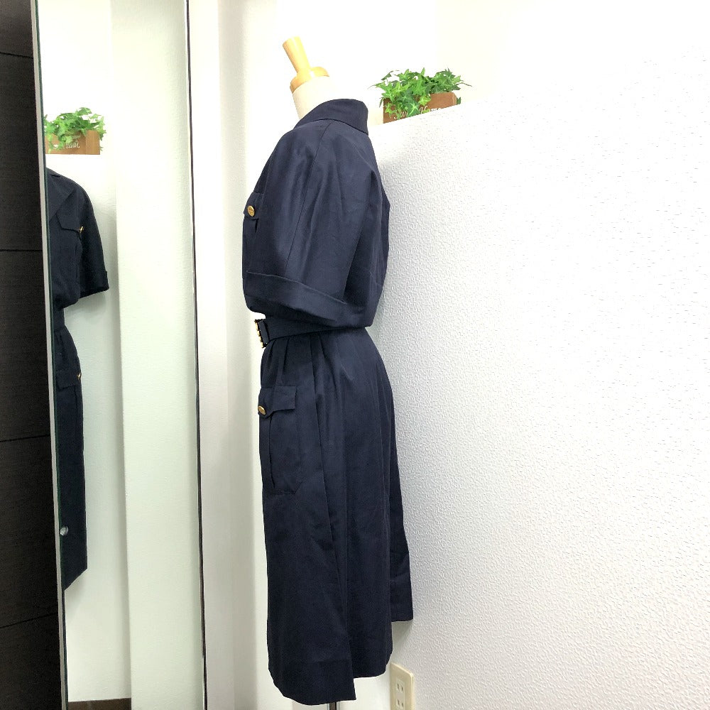 CHANEL ヴィンテージ ココシャネルボタン ベルト付き シャツ スカート アパレル ワンピース コットン レディース ネイビー - brandshop-reference