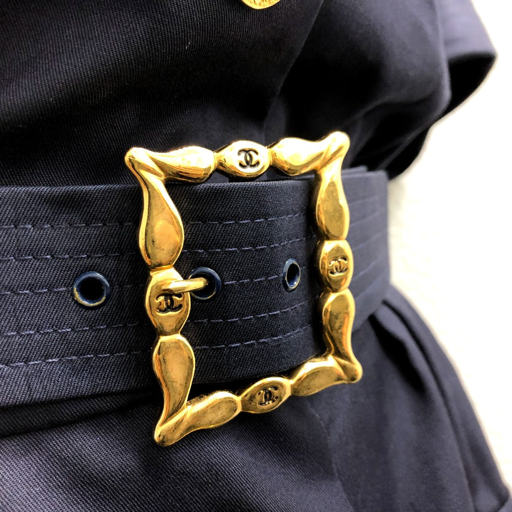 CHANEL ヴィンテージ ココシャネルボタン ベルト付き シャツ スカート アパレル ワンピース コットン レディース ネイビー - brandshop-reference