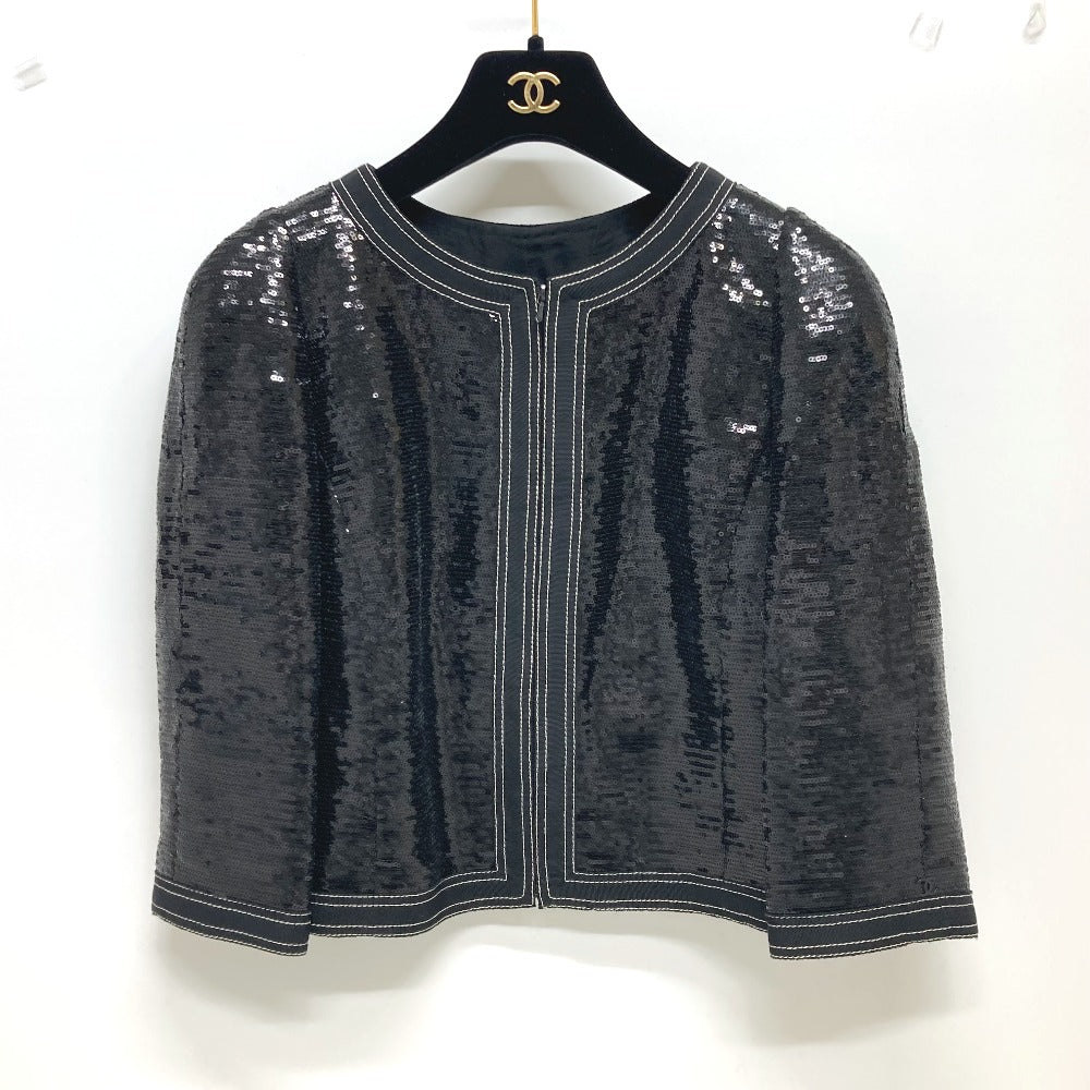 CHANEL P45044 スパンコール 七分袖 アウター 上着 アパレル ジャケット スパンコール レディース ブラック - brandshop-reference