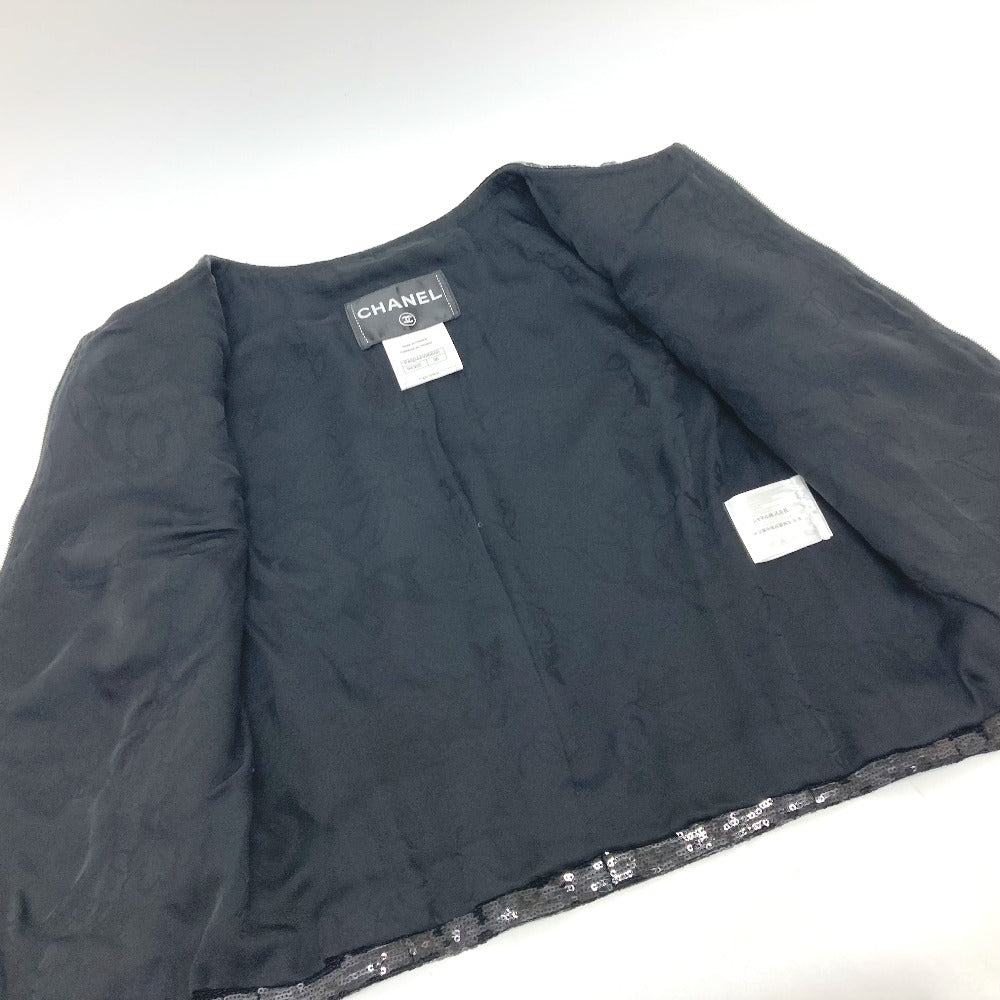 CHANEL P45044 スパンコール 七分袖 アウター 上着 アパレル ジャケット スパンコール レディース ブラック - brandshop-reference
