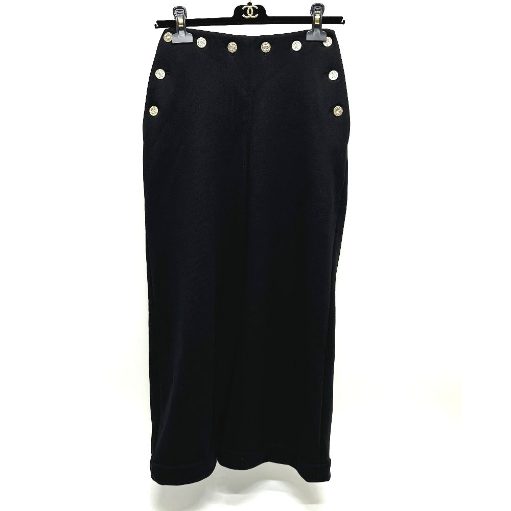 CHANEL P76230 24A ココマーク ボタン CC ワイドパンツ ボトムス アパレル パンツ コットン レディース ブラック - brandshop-reference