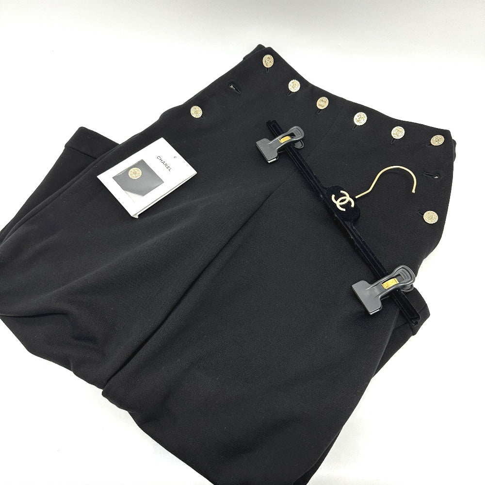 CHANEL P76230 24A ココマーク ボタン CC ワイドパンツ ボトムス アパレル パンツ コットン レディース ブラック - brandshop-reference