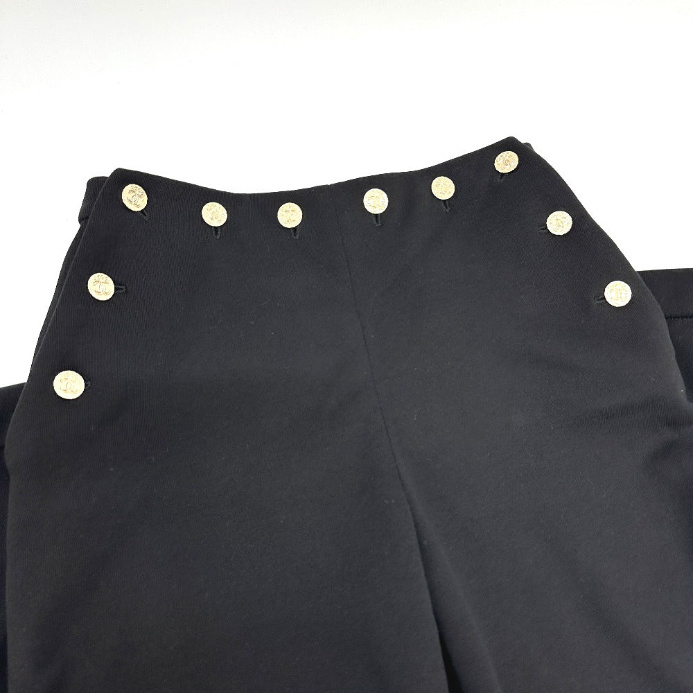 CHANEL P76230 24A ココマーク ボタン CC ワイドパンツ ボトムス アパレル パンツ コットン レディース ブラック - brandshop-reference