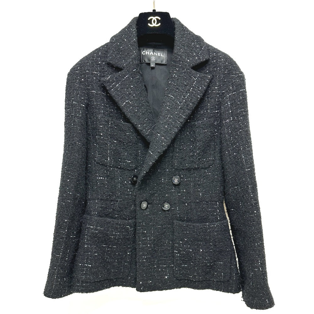 CHANEL P78012 24B Glitter Tweed apparel Jacket tweed Black Used