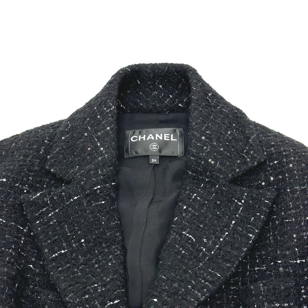 CHANEL P78012 24B Glitter Tweed apparel Jacket tweed Black Used