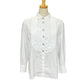 Chanel P59362 18a Button Rhinestone Button Ruffle Blouse Lengan Panjang Blaus Kapas Wanita Putih