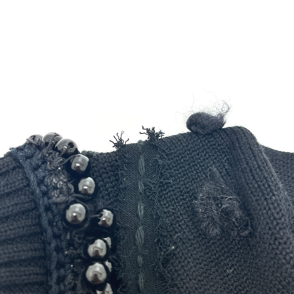 CHANEL P36973 ビジュー装飾 ショートスリーブ ニットワンピ クルーネック ひざ丈 ワンピース ウール レディース ブラック