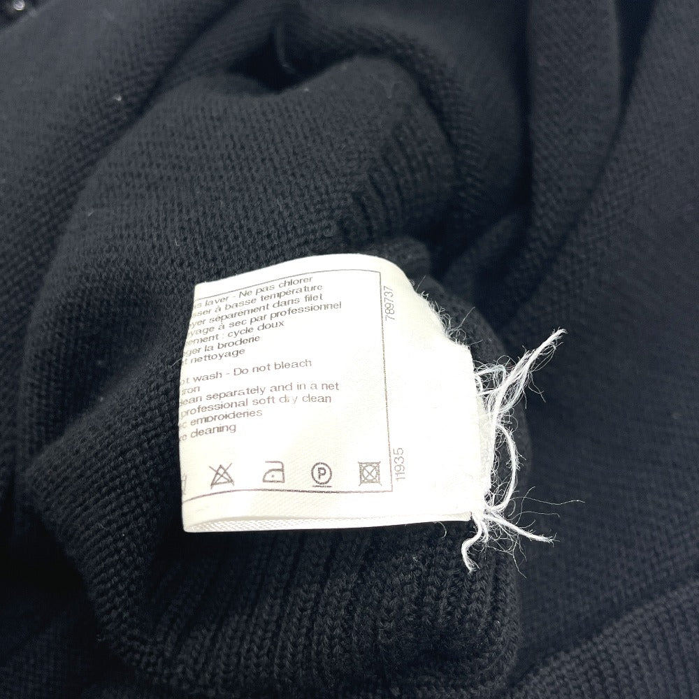 CHANEL P36973 ビジュー装飾 ショートスリーブ ニットワンピ クルーネック ひざ丈 ワンピース ウール レディース ブラック