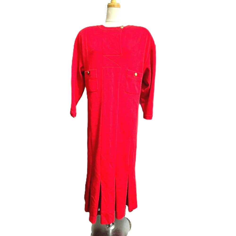 CHANEL Coco Mark Vintage Apparel Dress, Fabric, Women's, Red