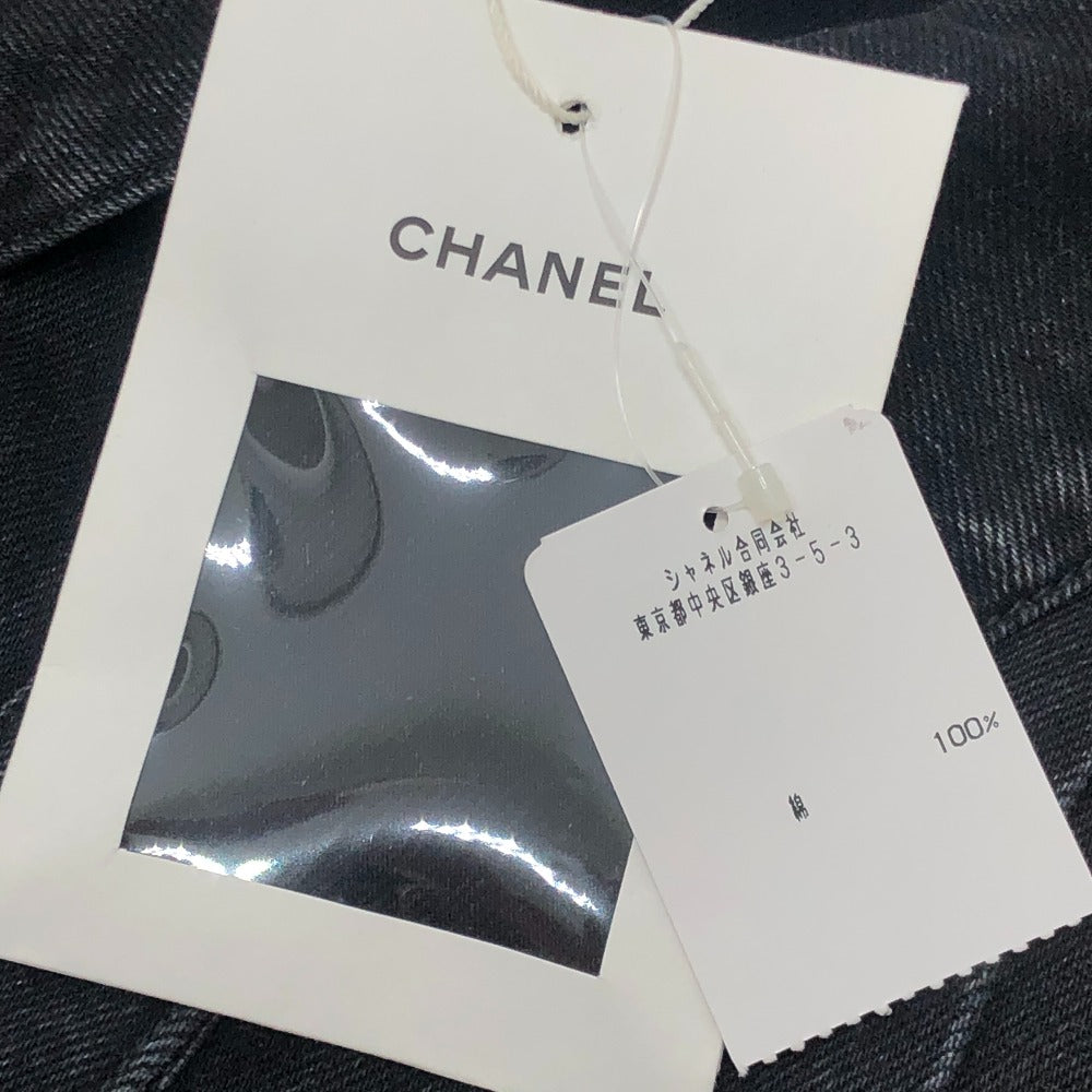 CHANEL P77615 24AW ビジュー グリポアボタン ウォッシュドデニム フリル アパレル ベスト ジャケット デニム レディース ブラック