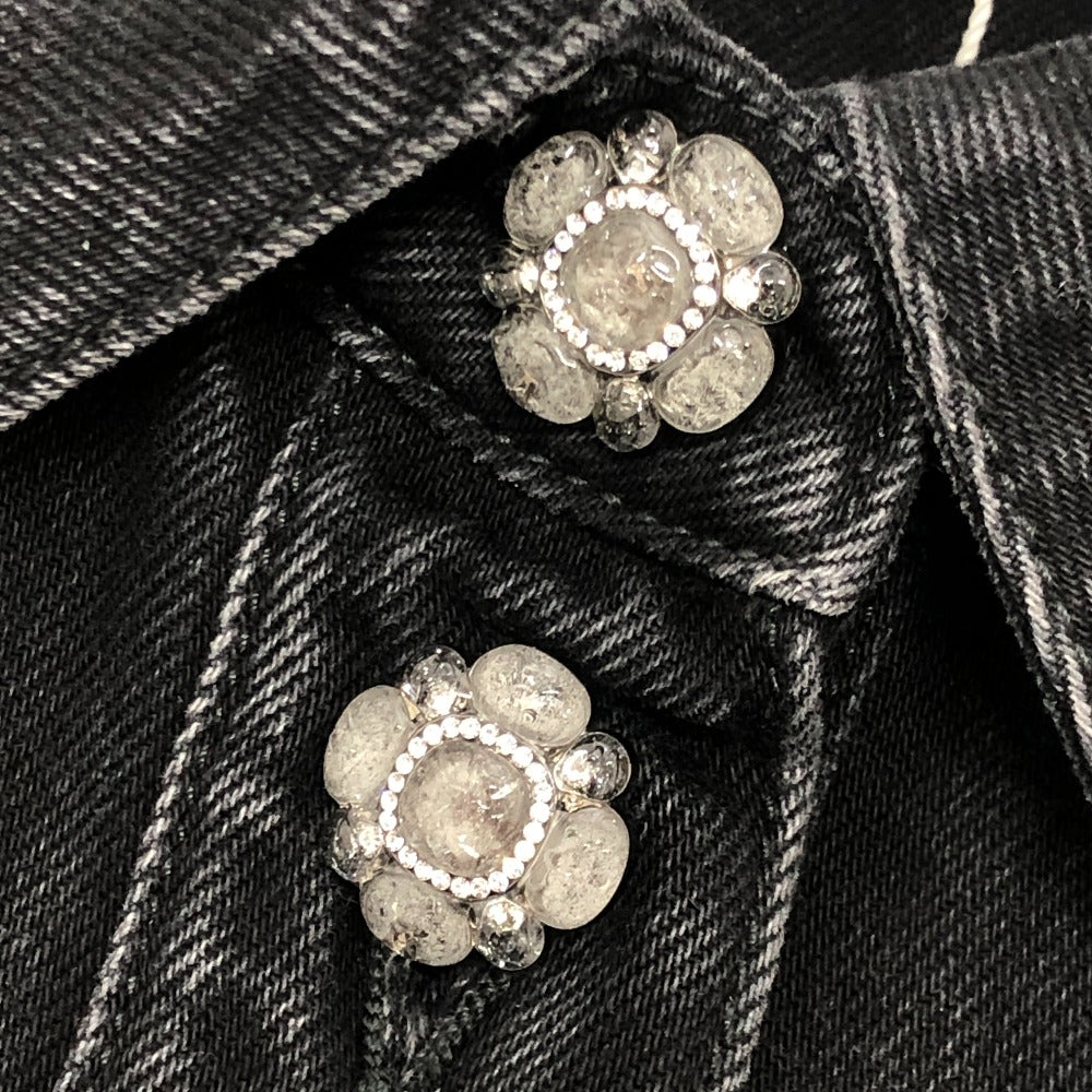 CHANEL P77615 24AW ビジュー グリポアボタン ウォッシュドデニム フリル アパレル ベスト ジャケット デニム レディース ブラック