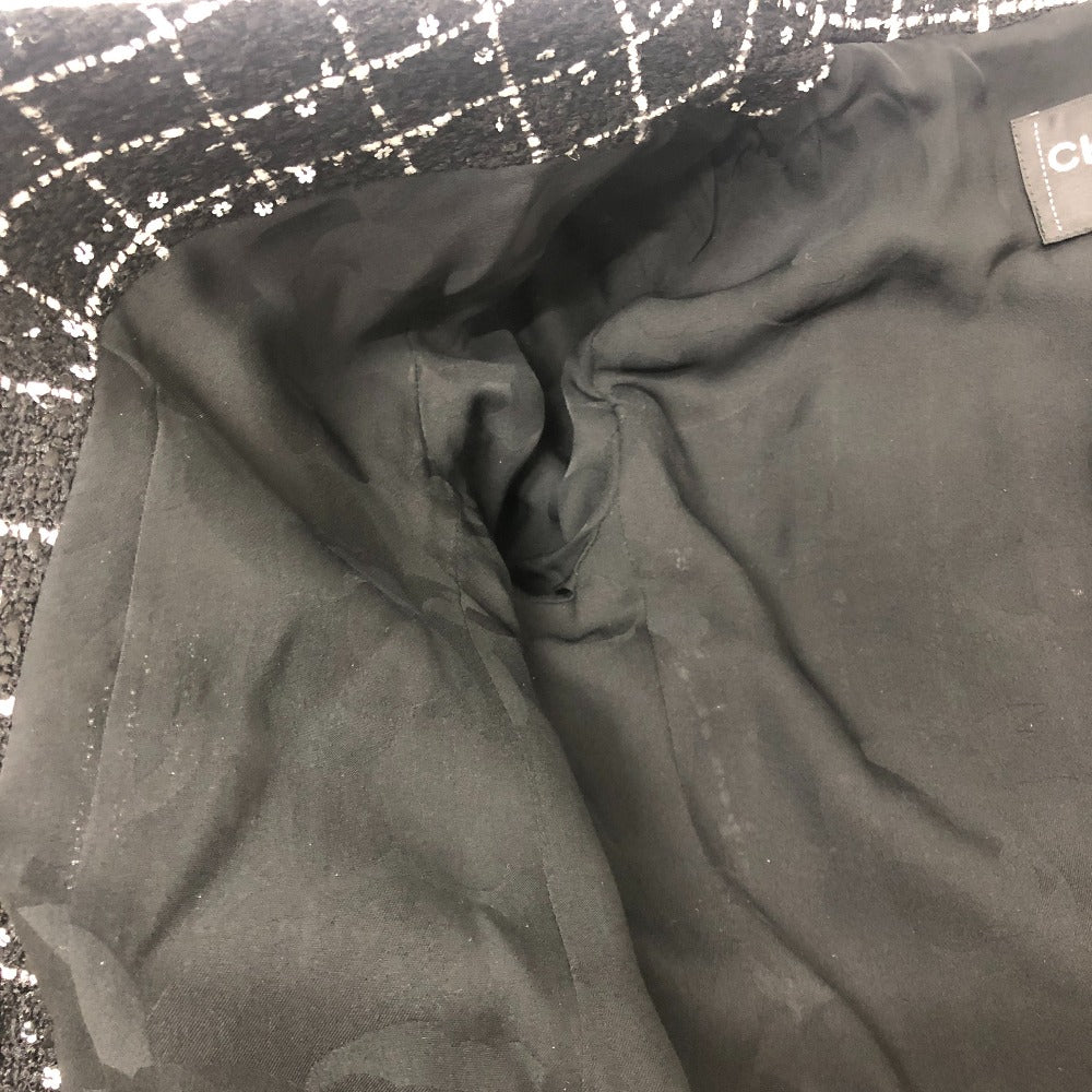 CHANEL P75797 23-24AW カメリアボタン アパレル アウター ロング ツイード ジャケット ツイード レディース ブラック