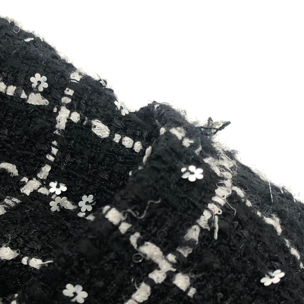CHANEL P75797 23-24AW カメリアボタン アパレル アウター ロング ツイード ジャケット ツイード レディース ブラック