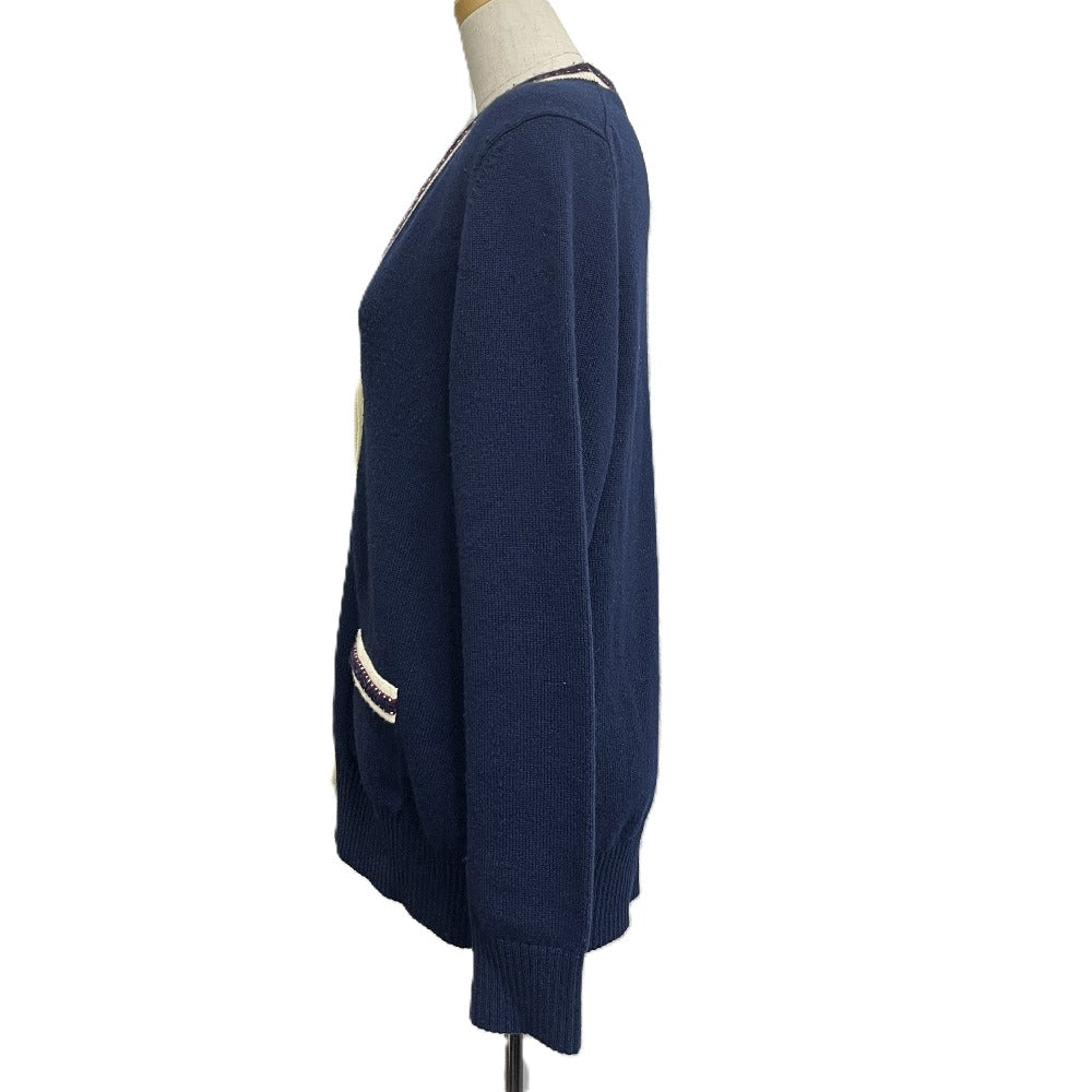 CHANEL P81370 2026年春夏 プレコレクション ココマークボタン アパレル カーディガン カシミヤ レディース ネイビーブルー & レッド ネイビー