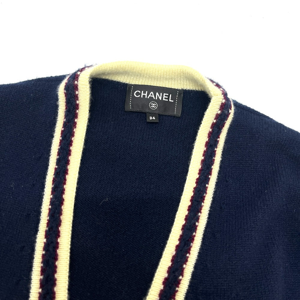 CHANEL P81370 2026年春夏 プレコレクション ココマークボタン アパレル カーディガン カシミヤ レディース ネイビーブルー & レッド ネイビー