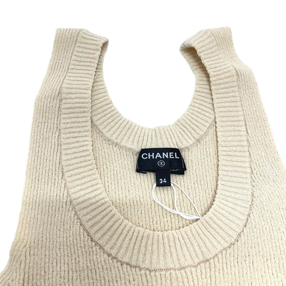 CHANEL P81557 Coco Beach Spring/Summer 2026 CC Mark Zigzag Border Apparel Sleeveless Tank top silk White/Red Used